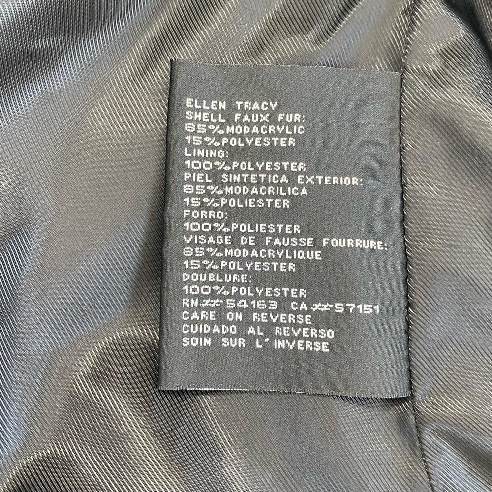 ELLEN TRACY Black Faux Fur Jacket Coat - Picture 7 of 7